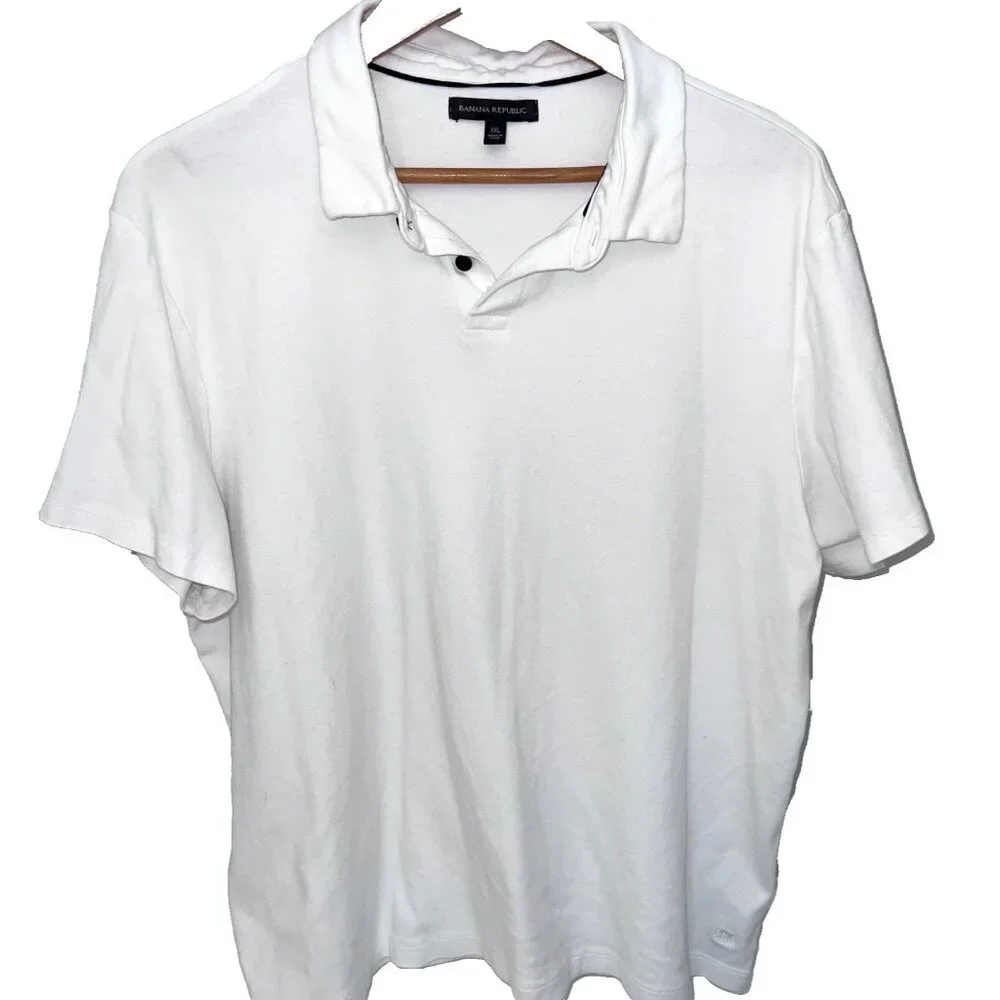 Banana Republic Polo Shirt Mens XXL White Collared Short Sleeve Embroidered Logo